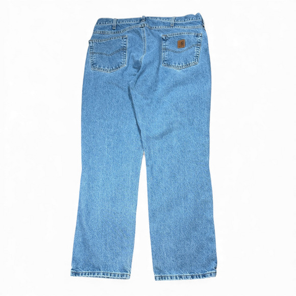Carhartt Jeans Mens 38x30 Blue Stonewash Relaxed Fit B18 Straight Workwear Denim - Picture 2 of 9